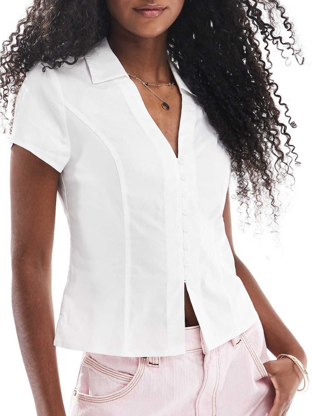 Cotton On Short sleeve fitted shirt in white